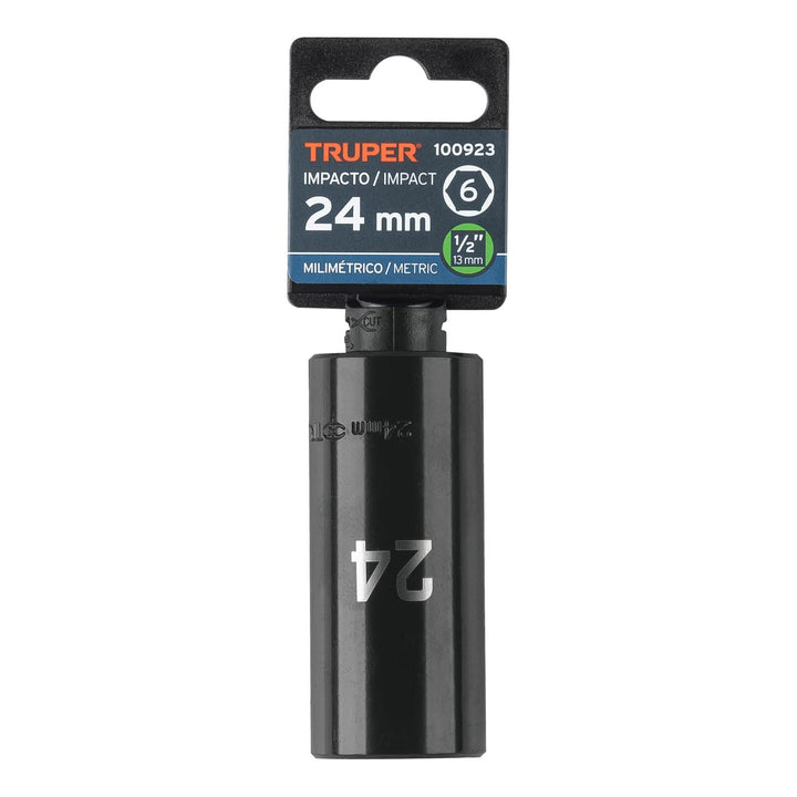 Dado largo impacto de 24 mm, 6 puntas, cuadro 1/2", Truper - Mundo Tool 