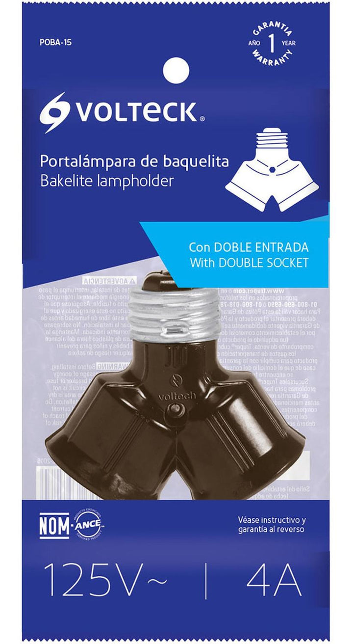 Portalámpara De Baquelita Doble Entrada Volteck - Mundo Tool 