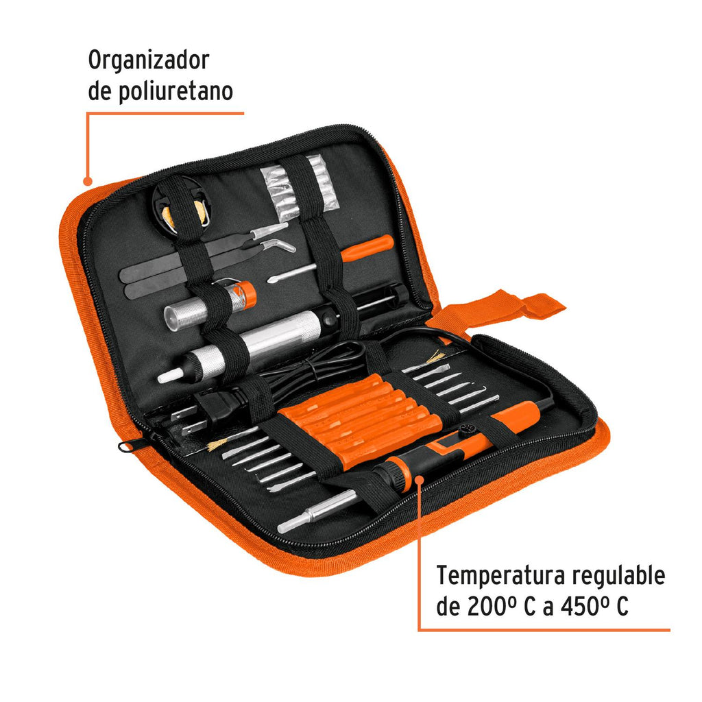 Kit soldadura electrónica con cautín de 25 W, temp regulable - Mundo Tool 
