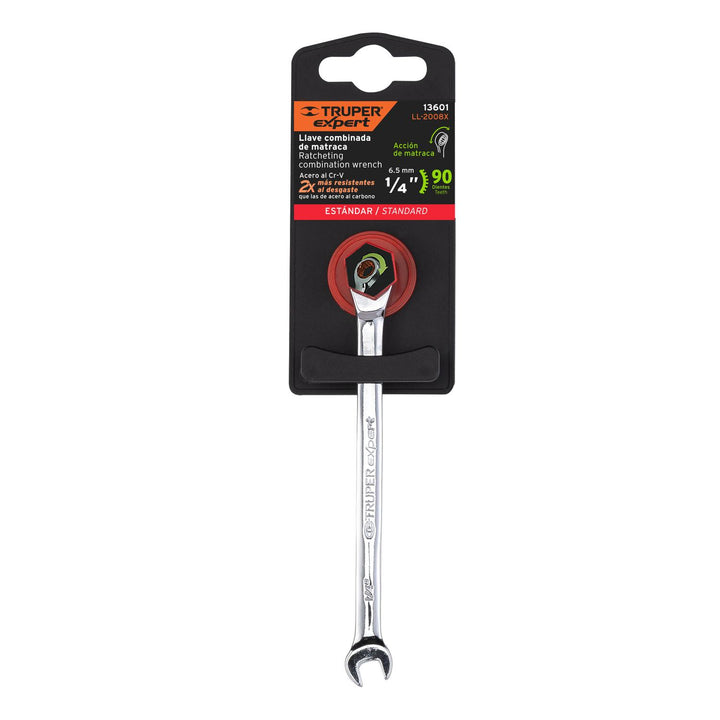 Llave Combinada Con Matraca 1/4' Expert Truper - Mundo Tool 