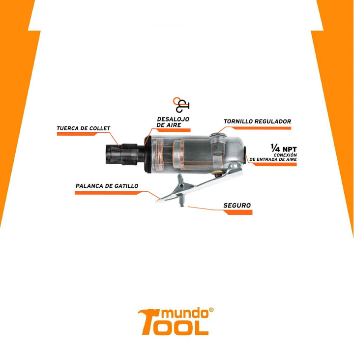 Miniesmeriladora Neumática 1/4' Truper - Mundo Tool 