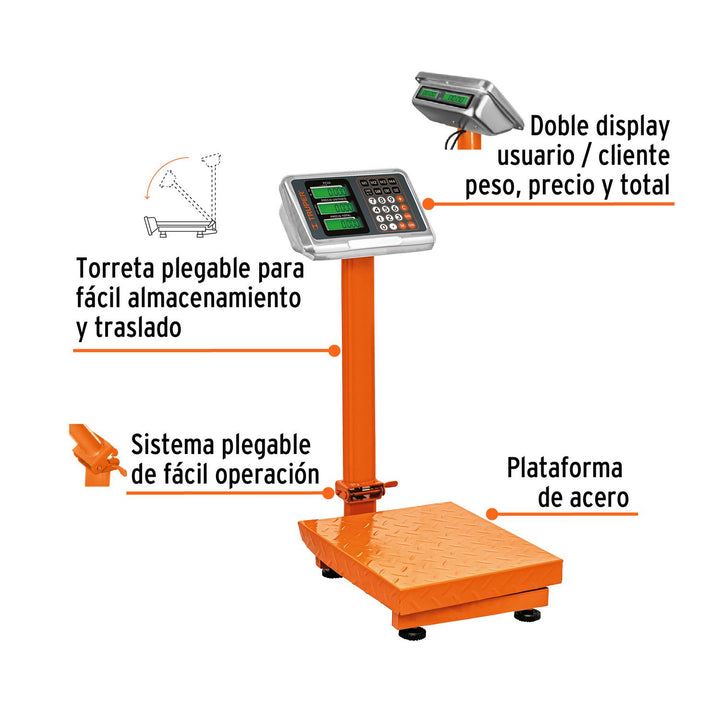 Báscula electrónica de plataforma p/mostrador, 80 kg, Truper - Mundo Tool 