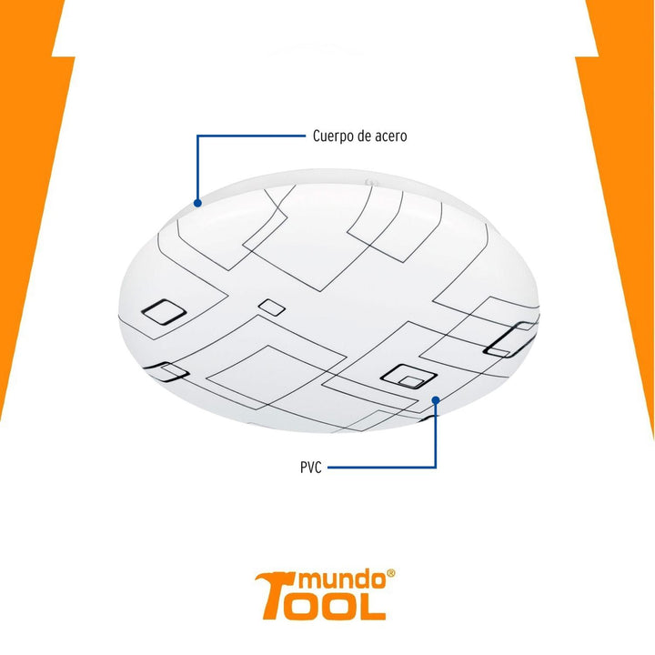 Plafón redondo, decorativo, diseño de cuadros, 8 W, LED Volteck - Mundo Tool 