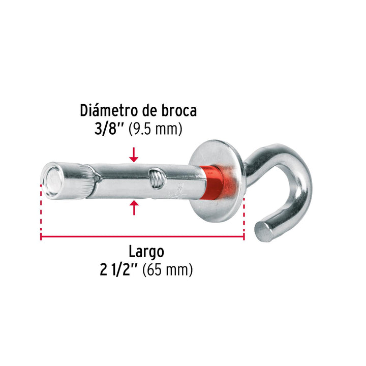 Caja con 50 taquetes expansivos 10x60 mm con armella abierta - Mundo Tool 