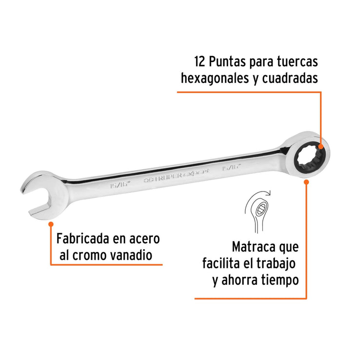 Llave Combinada Con Matraca 15/16' Expert Truper - Mundo Tool 