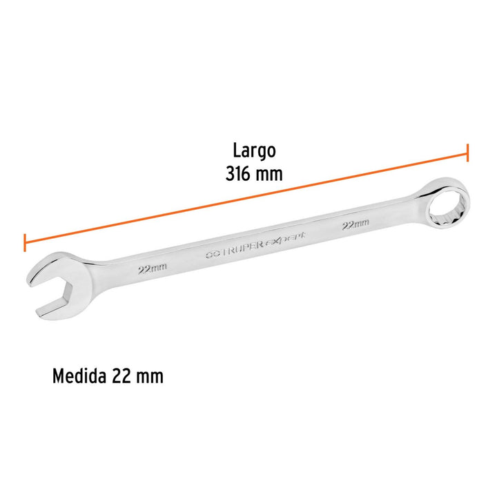 Llave Combinada Extralarga Milimetrica 22 X 319 Mm - Mundo Tool 