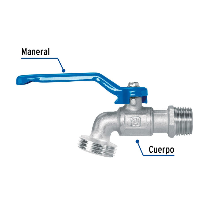 Llave esfera latón 1/2" 140 g s/adap - Mundo Tool 