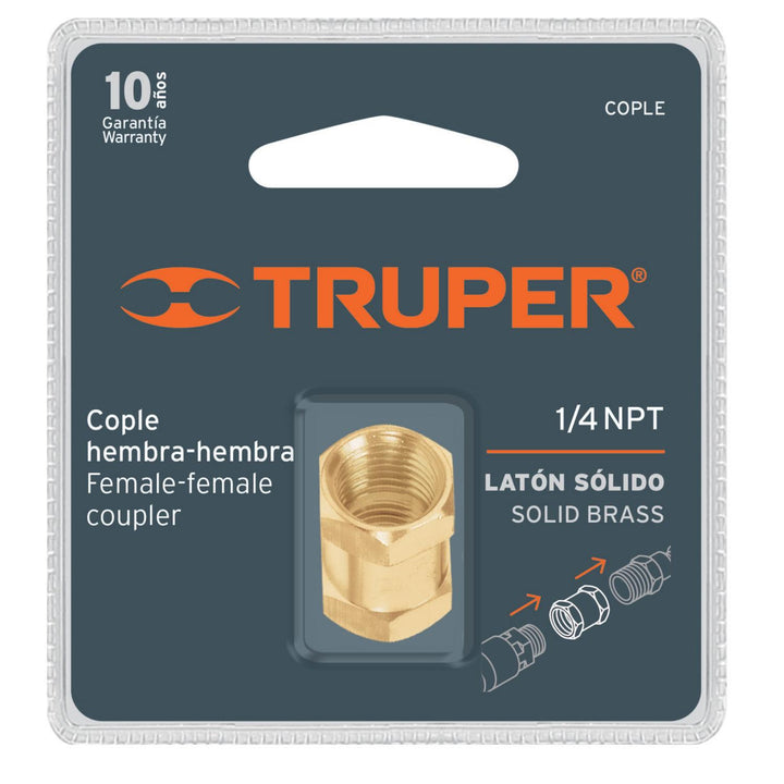 Cople De Latón Tipo Ff Cuerda 1/4 Npt Truper - Mundo Tool 