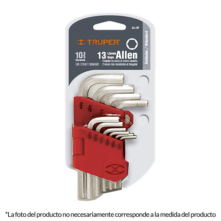 Juego de 13 llaves Allen milimétricas con organizador Truper - Mundo Tool 
