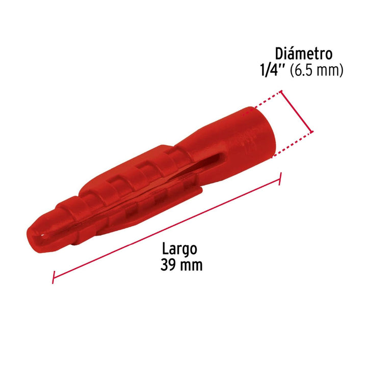 Taquete De 1/4' De Plástico, Bolsa 50 Piezas, Fiero - Mundo Tool 