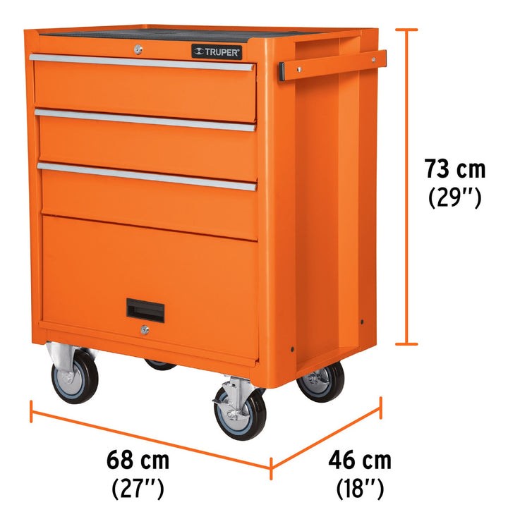 Gabinete Metálico Móvil, 4 Cajones, Capacidad 90 Kg. Truper - Mundo Tool 