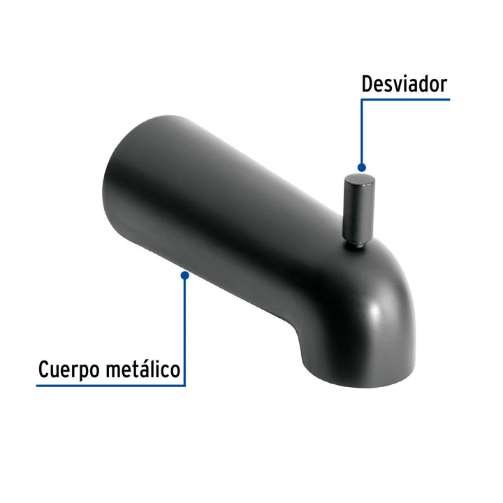 Salida de tina con desviador, negro, Foset Túbig - Mundo Tool 