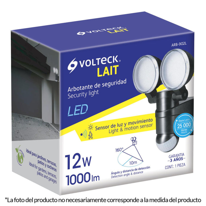 Arbotante Blanco Sensor De Movimiento Led 12w Volteck - Mundo Tool 