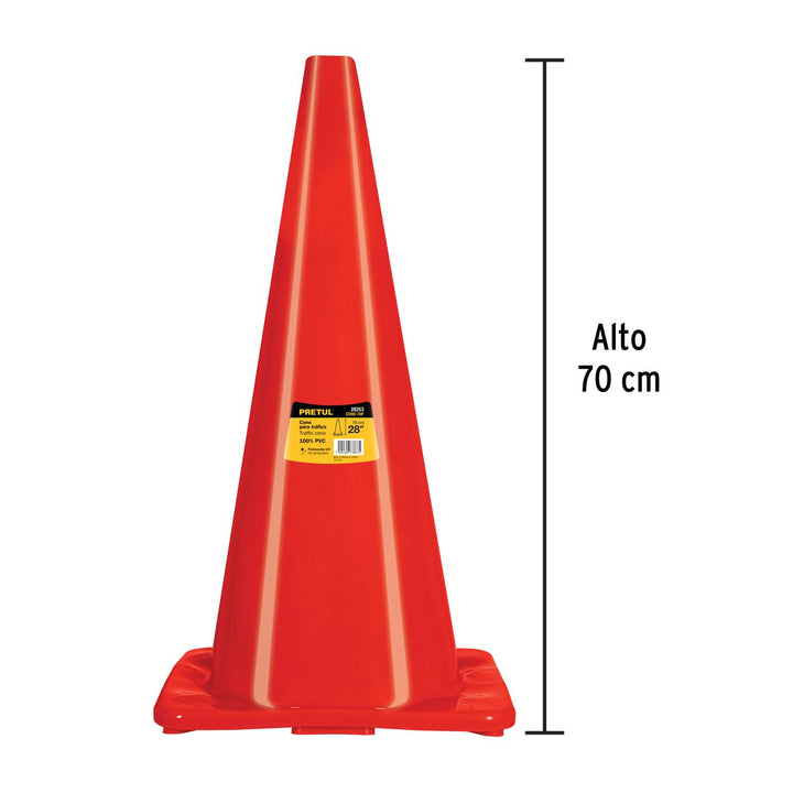 Cono de precaución de 70 cm de PVC, Pretul - Mundo Tool 