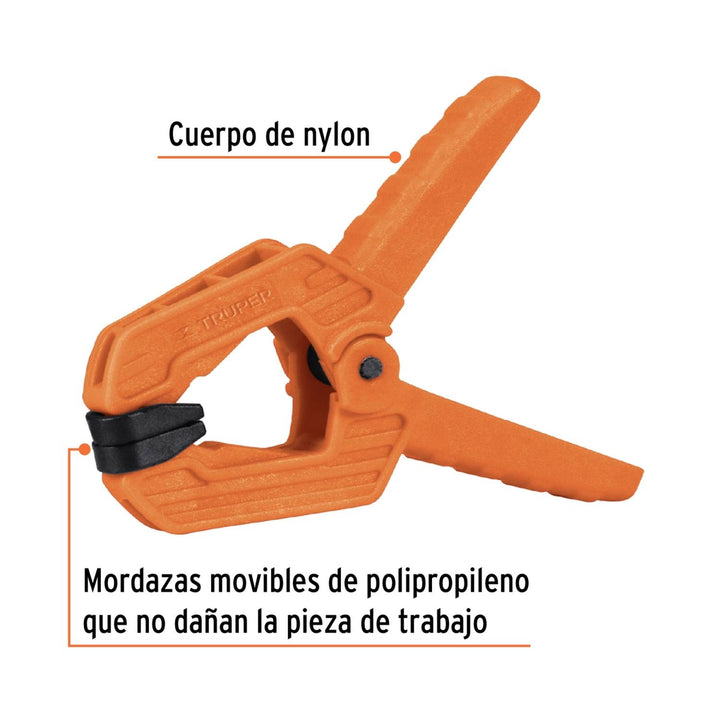 Prensa de resorte de 3" con cuerpo de nylon, Truper - Mundo Tool 