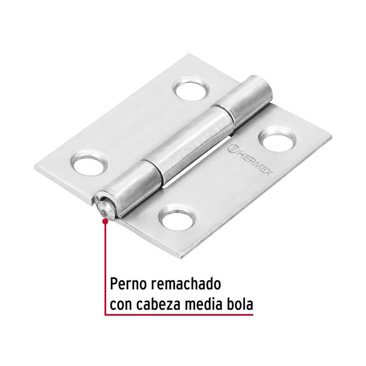 Bisagra rectangular 1-1/2', acero inoxidable Hermex - Mundo Tool 