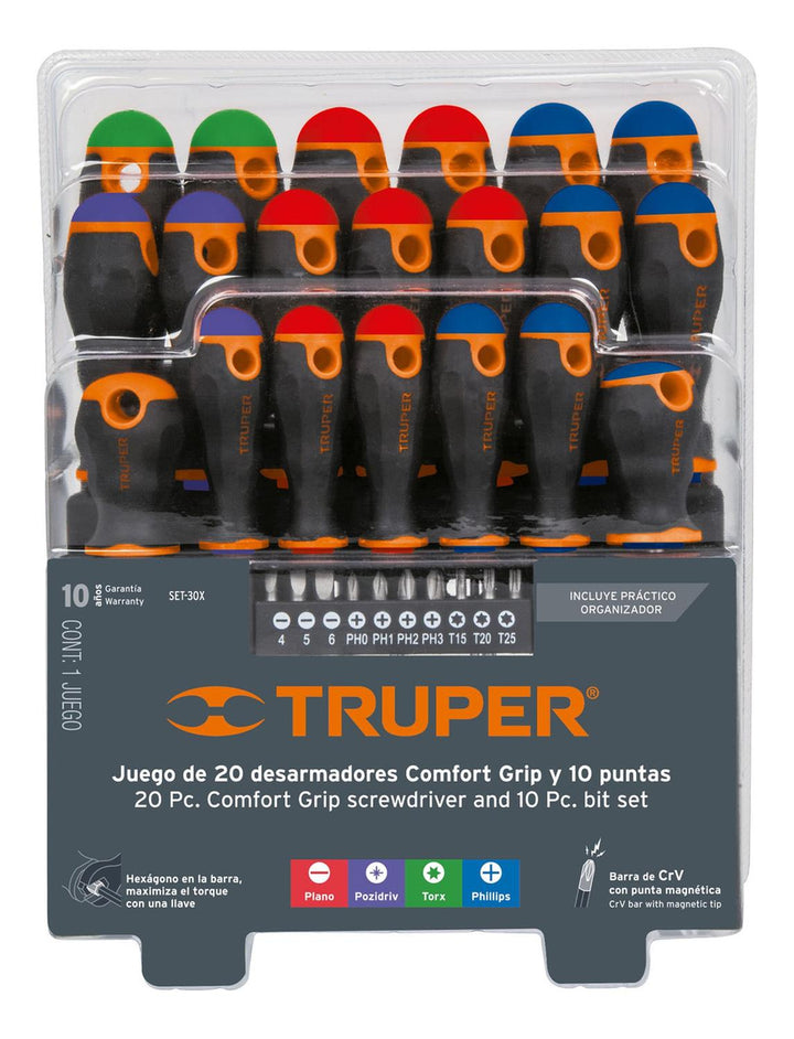 Juego de Desarmadores 30pzs En Organizador Truper - Mundo Tool 