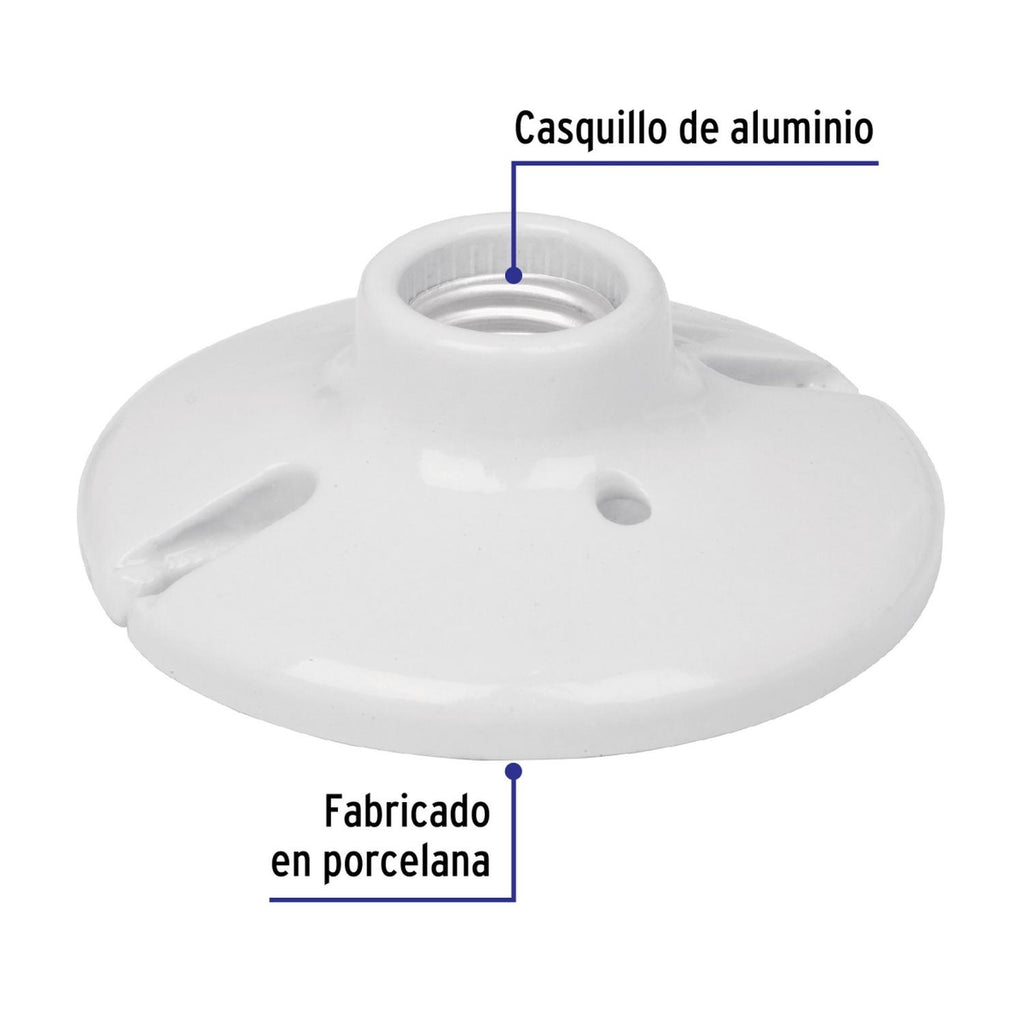 Portalámpara De Porcelana 4-1/2' Circular Volteck - Mundo Tool 