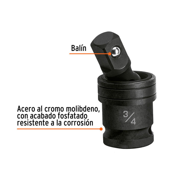 Nudo universal para dados de impacto cuadro 3/4', Truper - Mundo Tool 