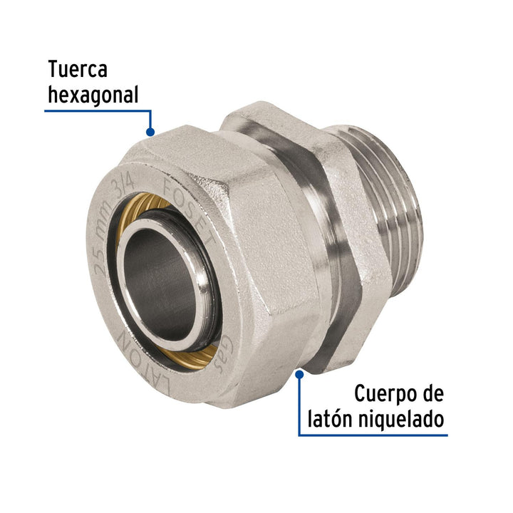 Conector para PEALPE, 3/4', con rosca macho, Foset - Mundo Tool 