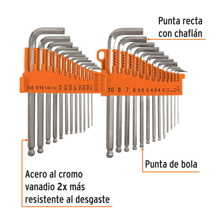 Llaves Allen 25pzas std y mm c/estuche Truper - Mundo Tool 