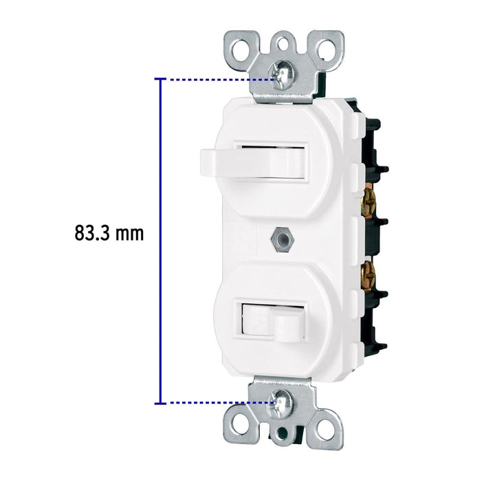 Interruptor dúplex de palanca, Standard, blanco, Volteck - Mundo Tool 