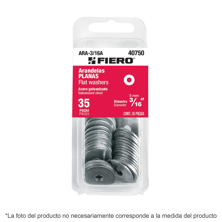 Blíster con 30 arandelas planas de 1/4', Fiero - Mundo Tool 