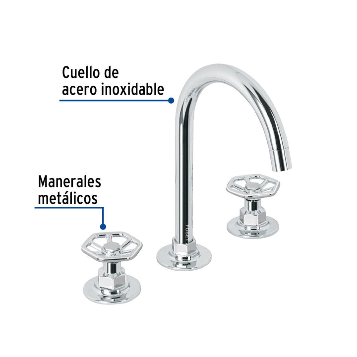 Mezcladora p/lavabo,taladros separados,redondos,cromo,Tubig - Mundo Tool 