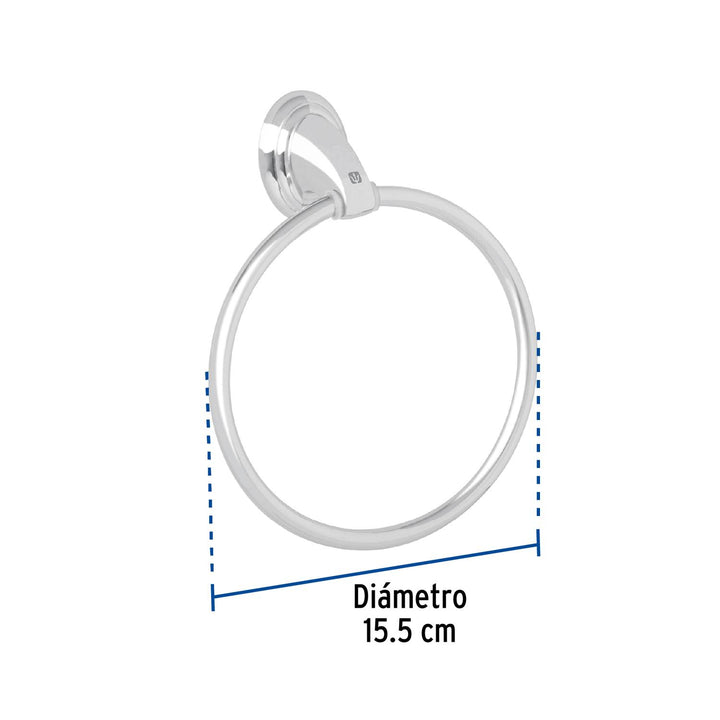 Toallero argolla metálico acabado cromo, Foset Aqua - Mundo Tool 