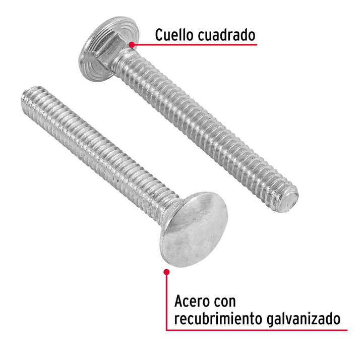 Tornillo Tipo Coche Galvanizado 1/4 X 2' 60pz Fiero - Mundo Tool 