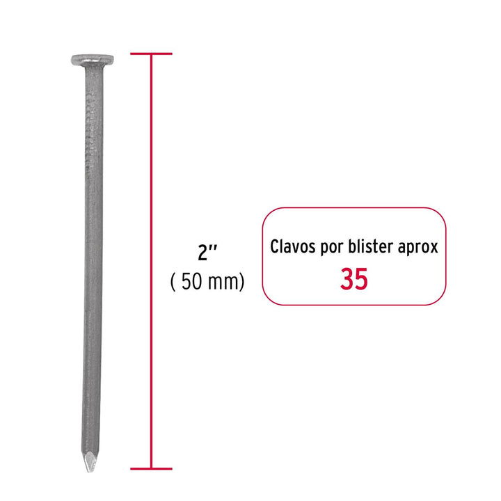 Blíster con 35 clavos estándar 2" con cabeza, Fiero - Mundo Tool 