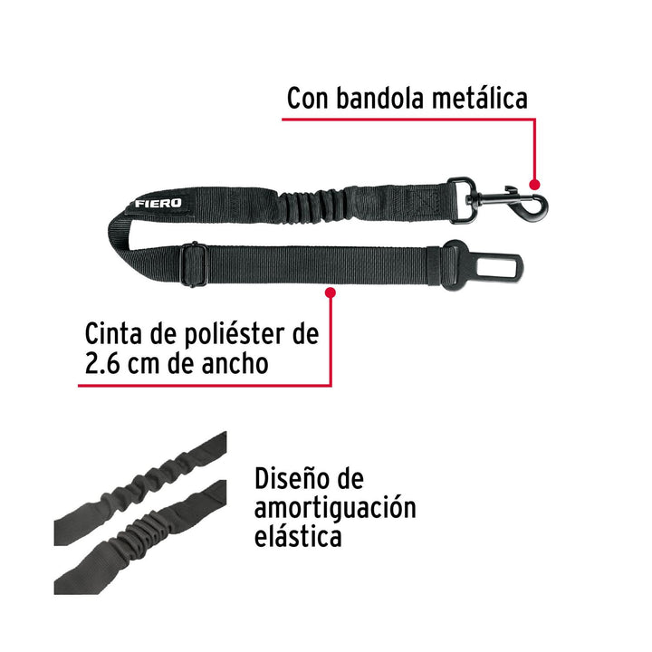 Correa de perro para cinturón de seguridad 90cm, Fiero - Mundo Tool 