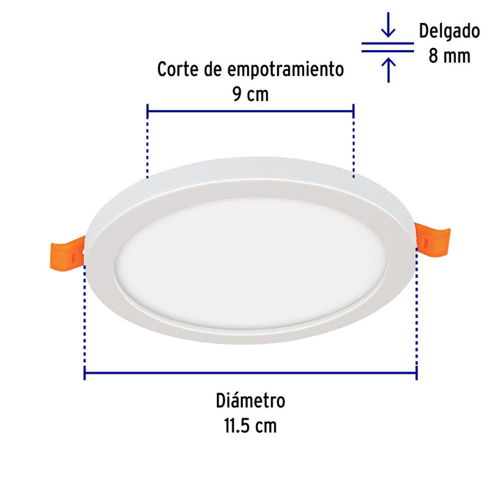 Luminario de LED para empotrar 8 W, ajustable, luz de día - Mundo Tool 