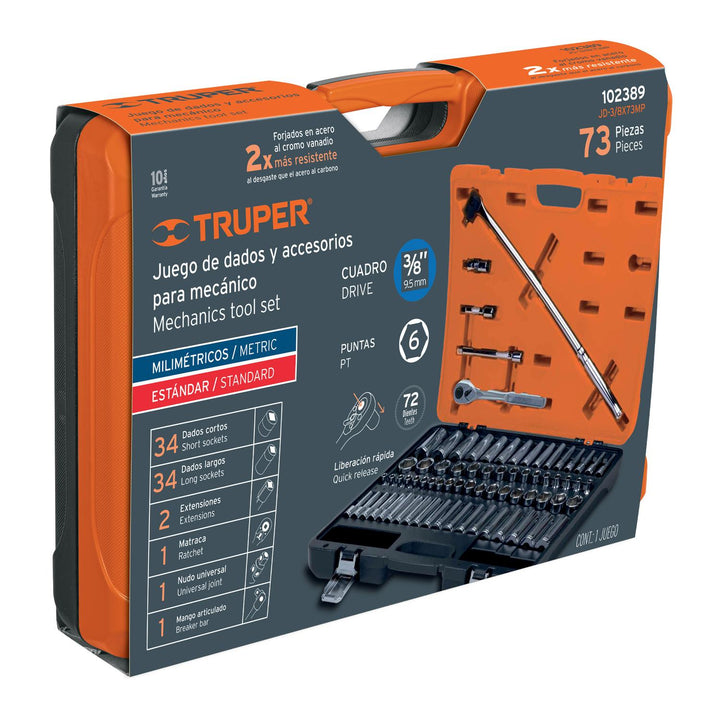 Juego de 73 herramientas cuadro 3/8" std y mm para mecánico - Mundo Tool 