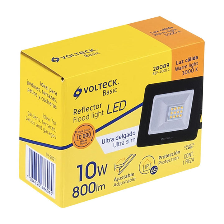Reflector ultra delgado LED, 10 W, luz cálida,Volteck Basic - Mundo Tool 