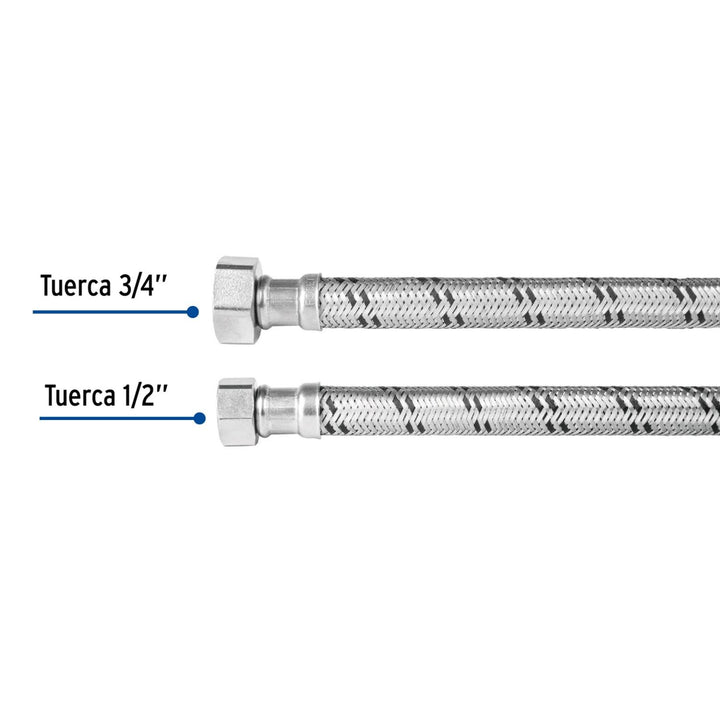 Manguera para boiler 1/2x3/4' 40cm acero Foset - Mundo Tool 