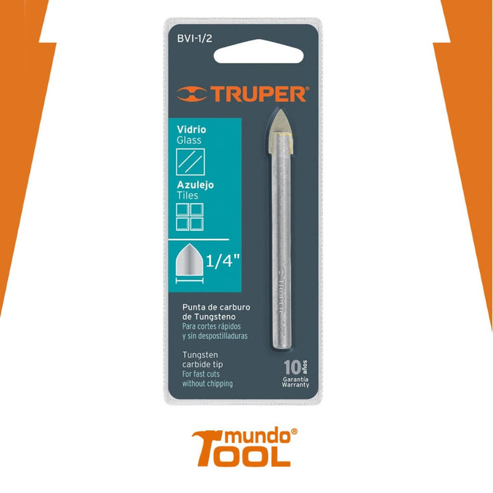 Broca Para Vidrio Y Azulejo 1/4' Truper - Mundo Tool 