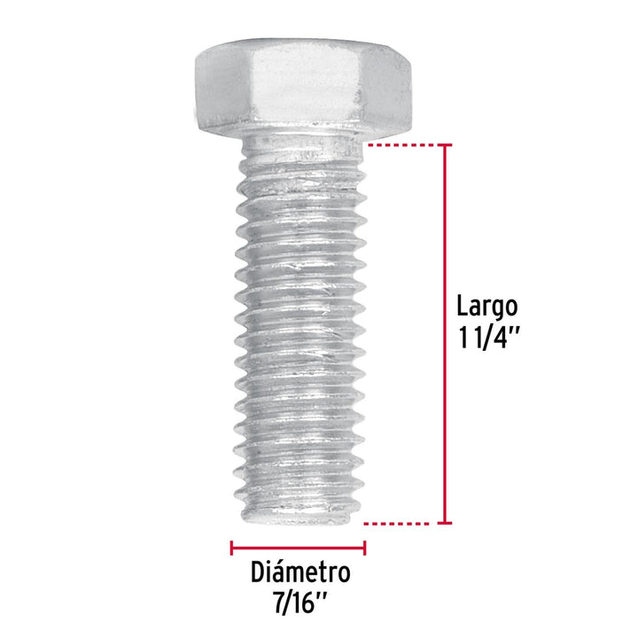 Tornillo tipo máquina, 7/16 x 1-1/4', bolsa con50 pzas Fiero - Mundo Tool 