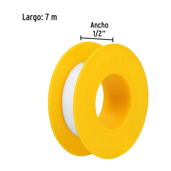 Cinta sella roscas, uso general, 7 m, 1/2', Pretul 10 pzas. - Mundo Tool 