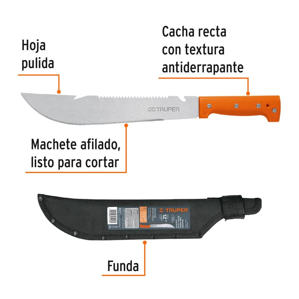 Machete Tipo Rambo 12' Cacha Naranja Truper - Mundo Tool 