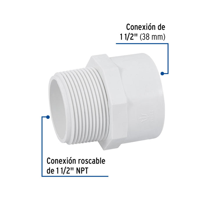 Adaptador macho de PVC, 1-1/2' Foset - Mundo Tool 