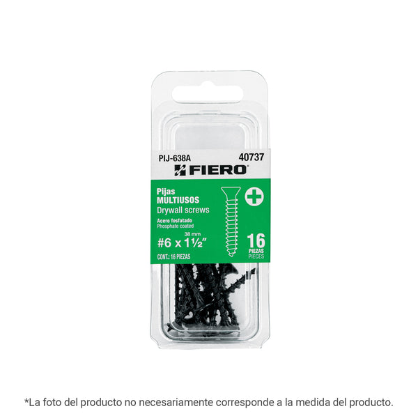 Blíster con 10 pijas #10 x 1-1/2' multiusos, FIERO - Mundo Tool 