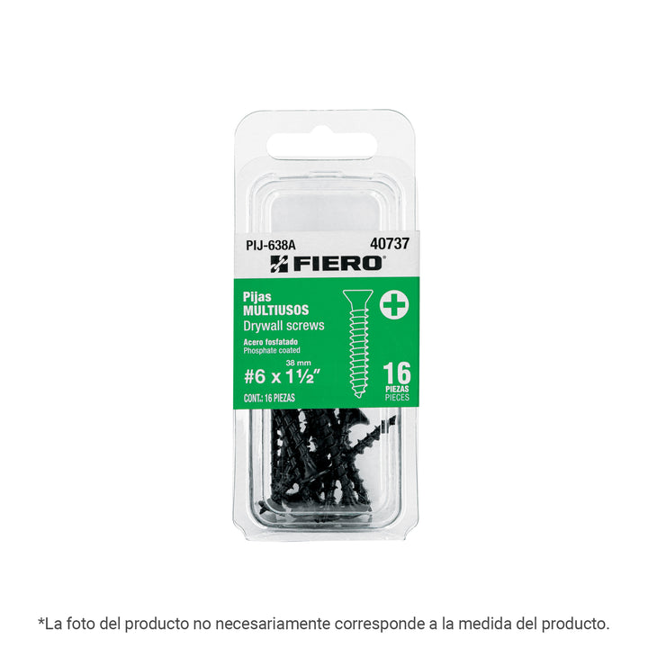 Blíster con 10 pijas #10 x 1-1/2' multiusos, FIERO - Mundo Tool 
