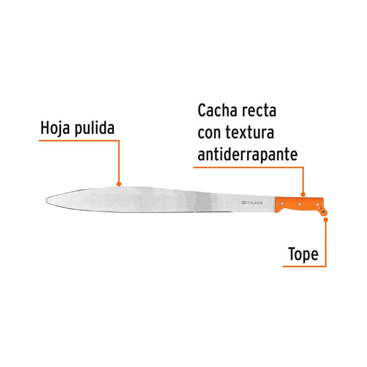 Machete acapulqueño, 24' cacha naranja Truper - Mundo Tool 