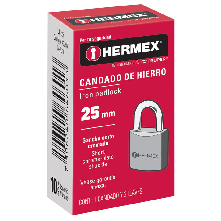 Candado De Hierro 25mm Hermex - Mundo Tool 