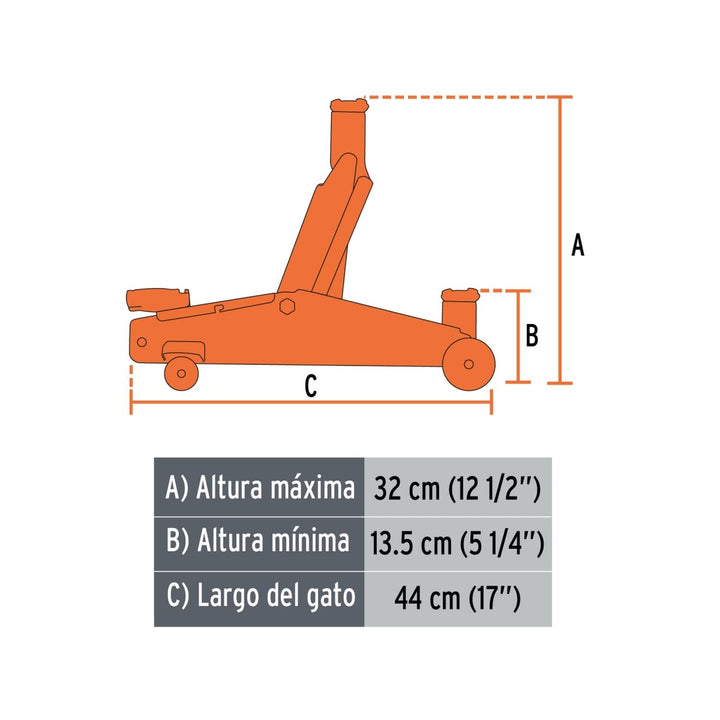 Gato hidráulico de patín, 2t, 30 movimientos, Truper - Mundo Tool 