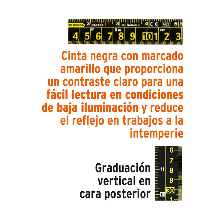 Flexómetro contra impactos 3 m, Cinta Negra 13 mm, Truper - Mundo Tool 