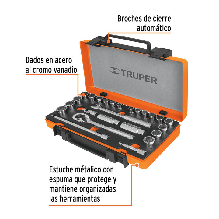 Juego de 25 herramientas cuadro 3/8" std y mm para mecánico - Mundo Tool 