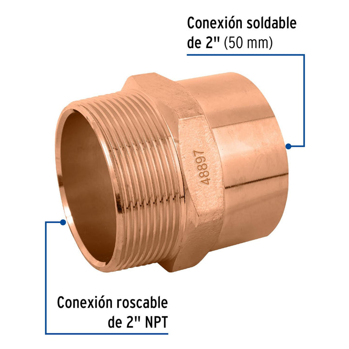 Conector de cobre, rosca exterior 2' Foset - Mundo Tool 