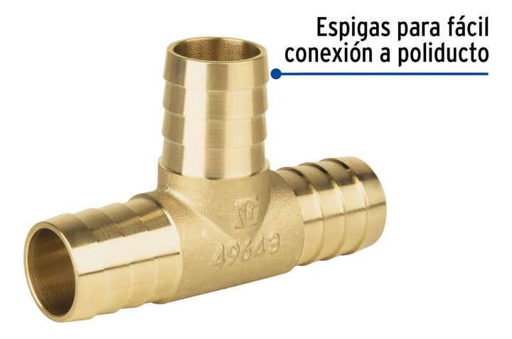 Tee Inserción De Latón Para Poliducto Negro, 1 - Mundo Tool 